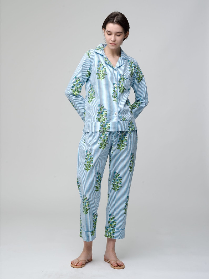 Pajamas Set (Aneeza Print & Thin Stripe) 詳細画像 blue 1