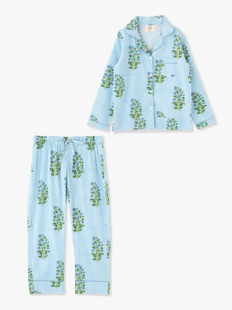 Pajamas Set (Aneeza Print & Thin Stripe) 詳細画像 blue 4