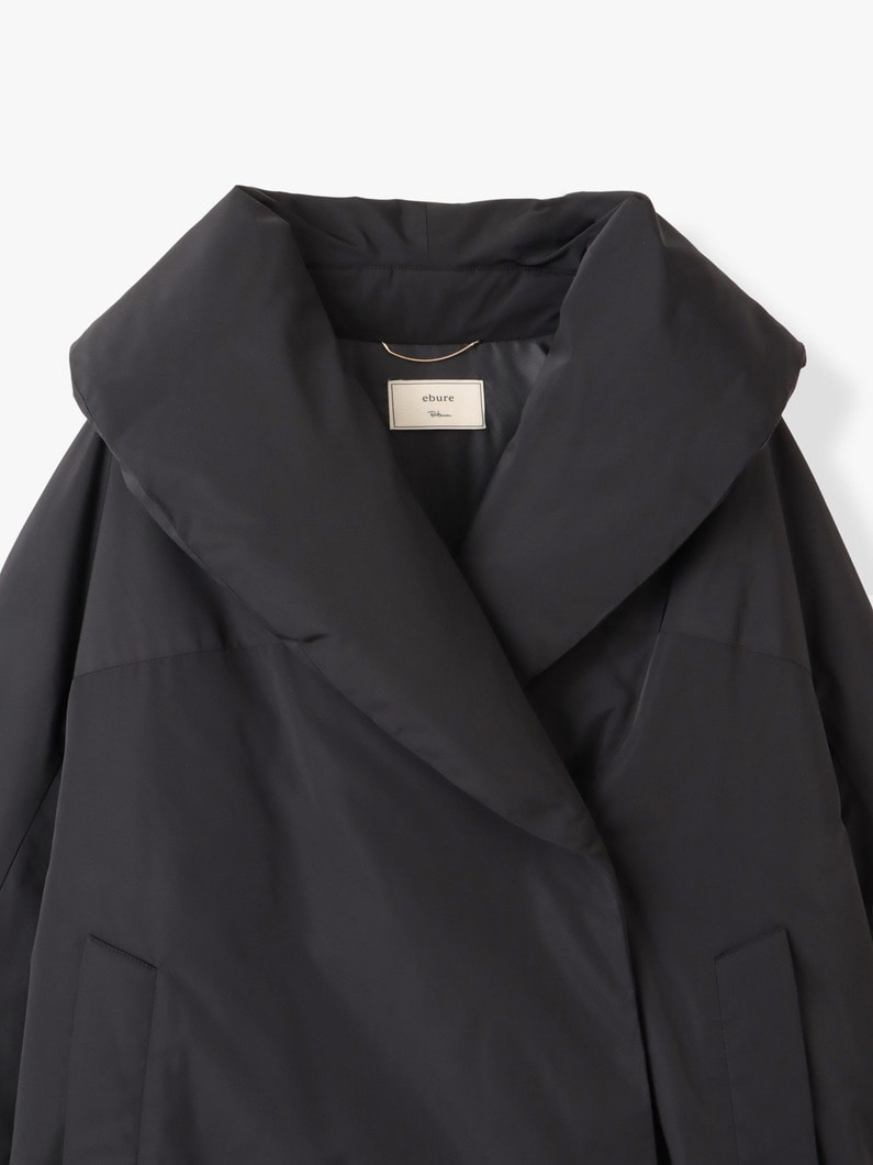 Silk Polyester Shawl Collar Down Coat (Pre-order/black/khaki) 詳細画像 khaki 2