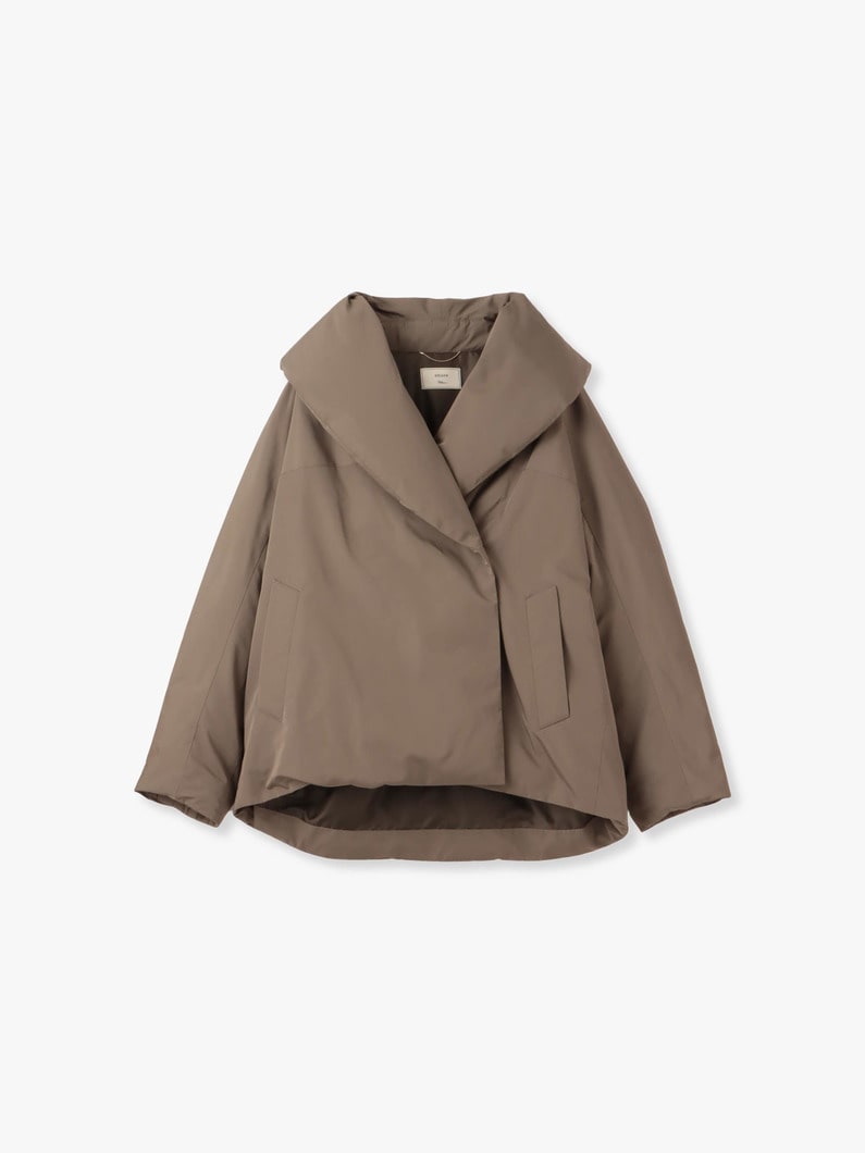 Silk Polyester Shawl Collar Down Coat (Pre-order/black/khaki) 詳細画像 khaki 4