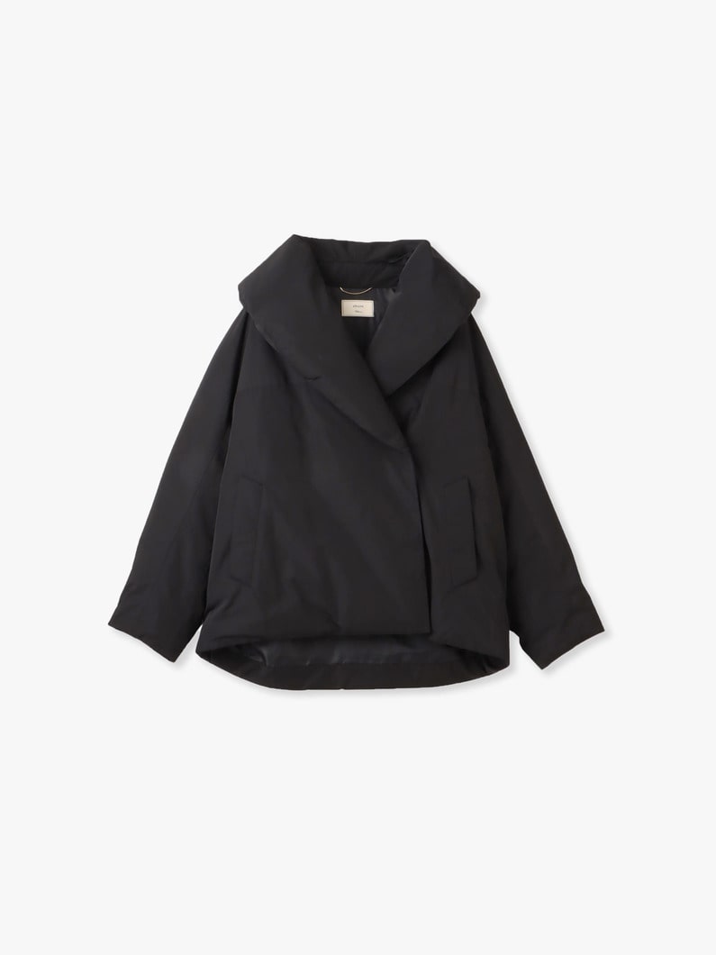 Silk Polyester Shawl Collar Down Coat (Pre-order/black/khaki) 詳細画像 black 4