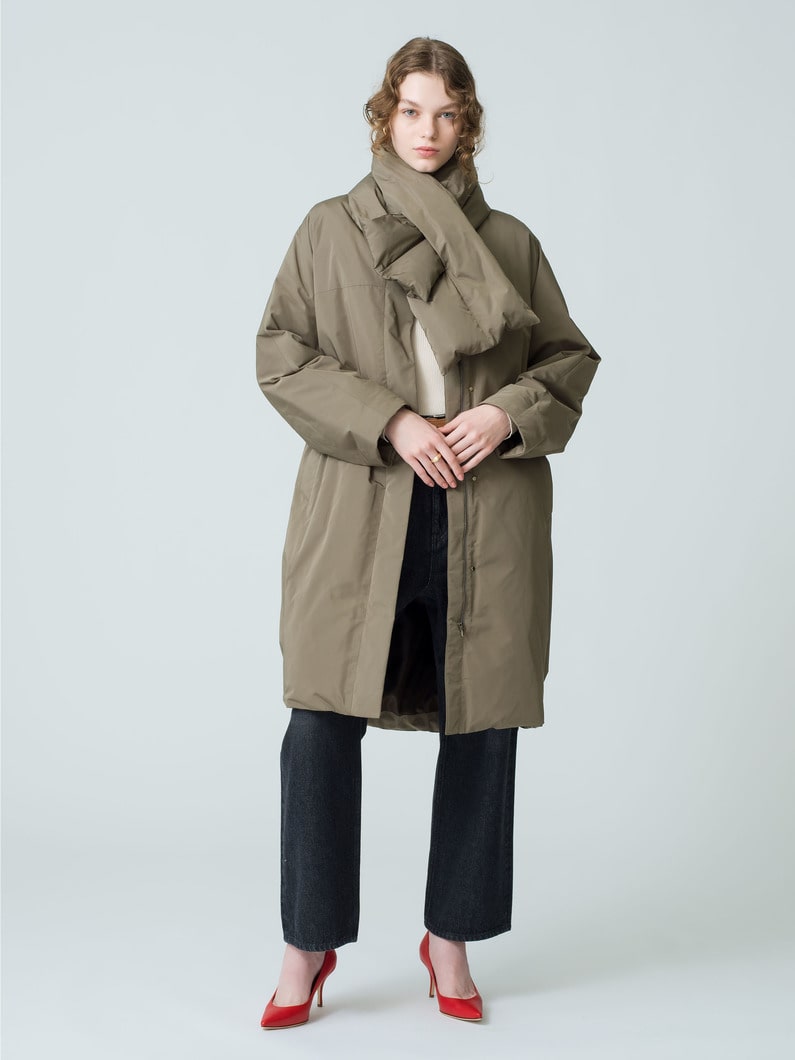 Silk Polyester Down Coat (black/khaki) 詳細画像 khaki