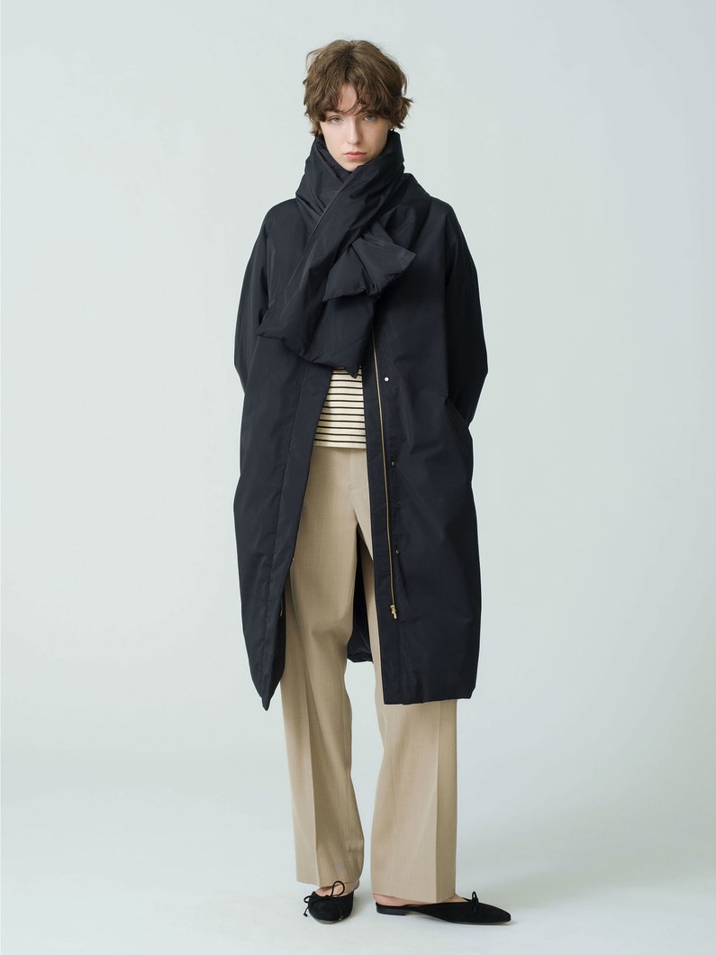 Silk Polyester Down Coat (Pre-order/black/khaki) 詳細画像 black 1