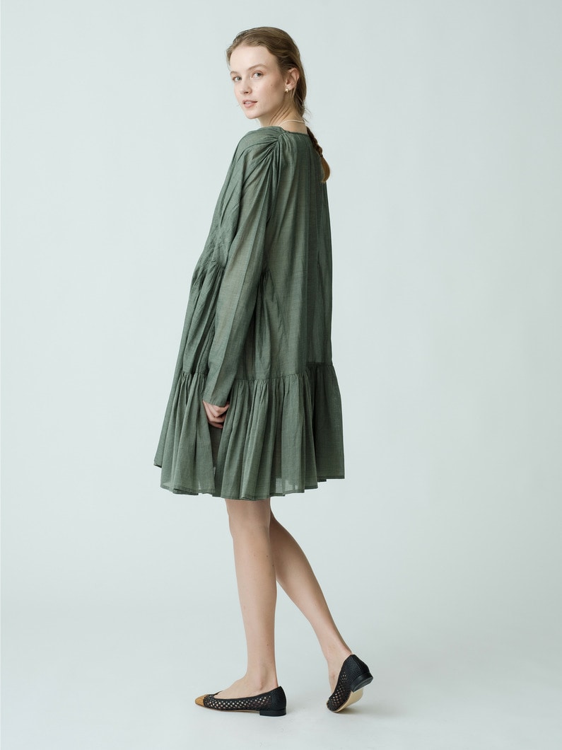 Martel Pleated Chambray Dress 詳細画像 dark green 2