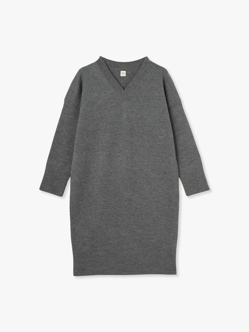 Wool V Neck Knit Dress | ドレス 詳細画像 gray