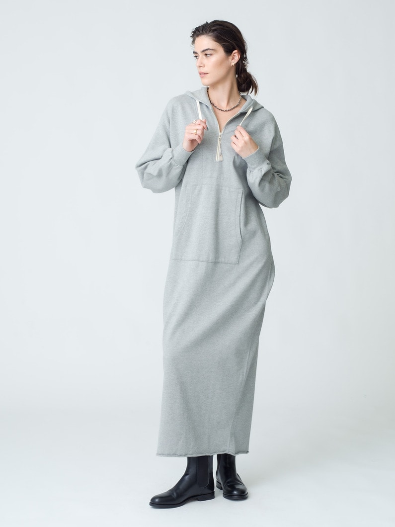 Half Zip Hoodie Dress 詳細画像 top gray