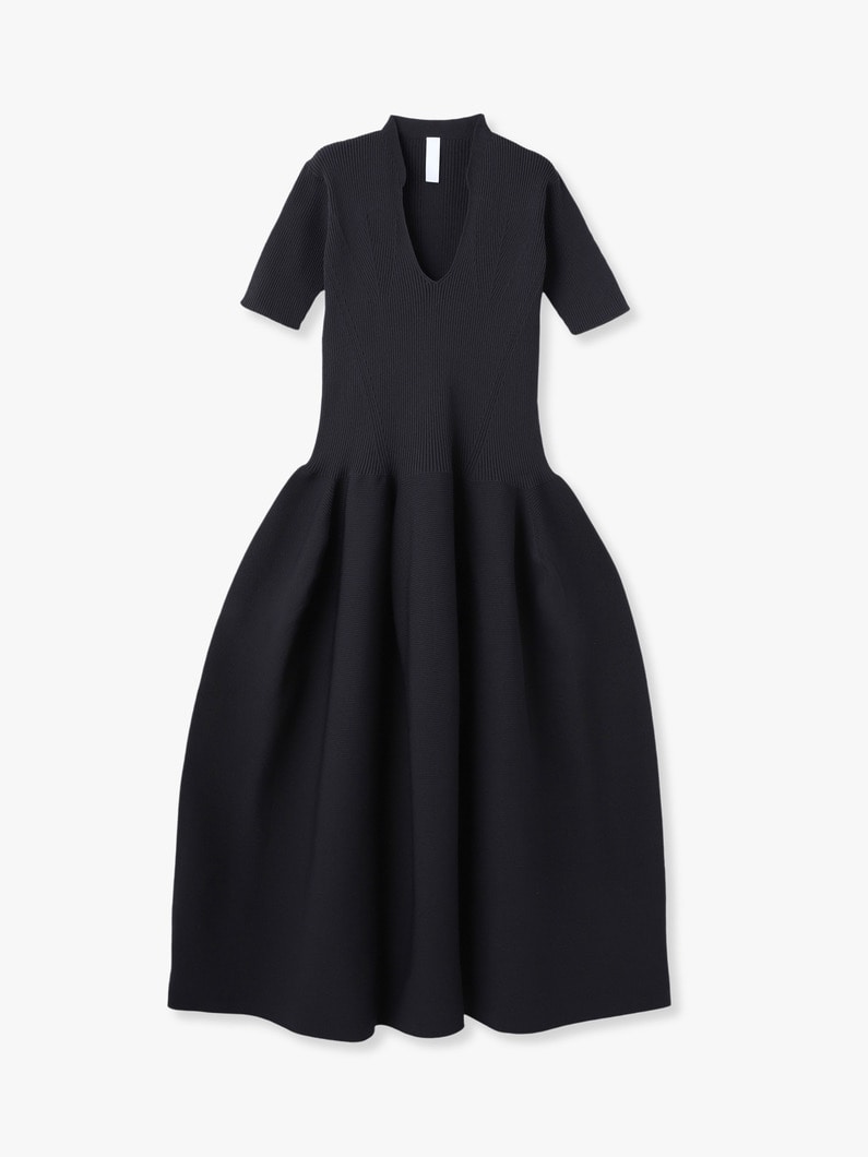 Pottery Stand Up Collar Short Sleeve Dress 詳細画像 black 1