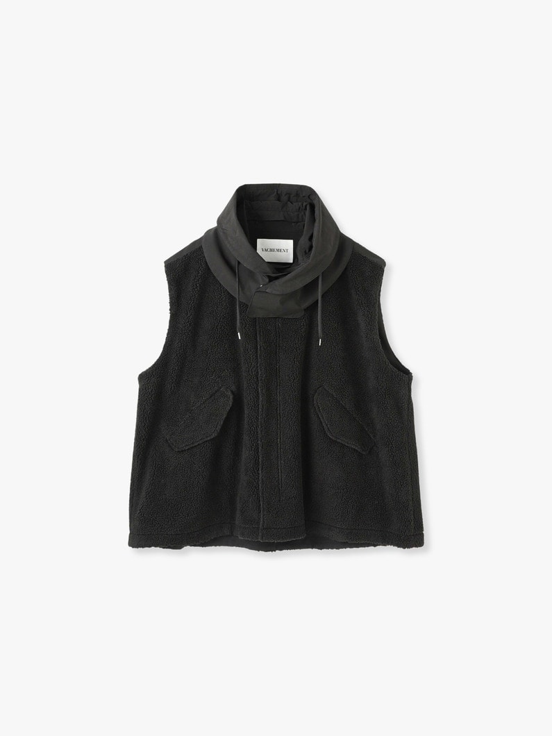 Recycle Shell Boa Coat Vest 詳細画像 black 1