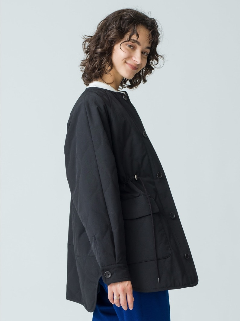 Recycle Shell Tafta Quilting Collarless Coat 詳細画像 black 2