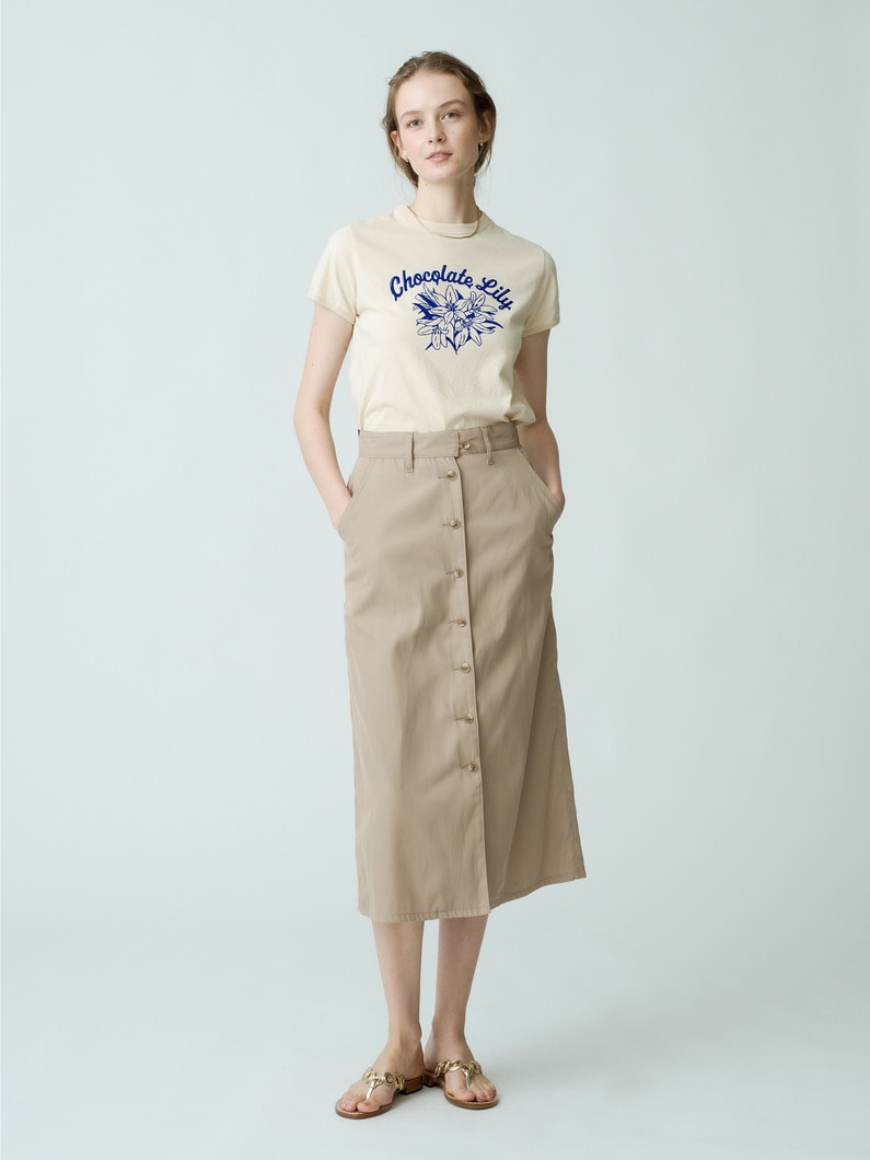 Recycle Polyester Chino Long Skirt 詳細画像 beige 1