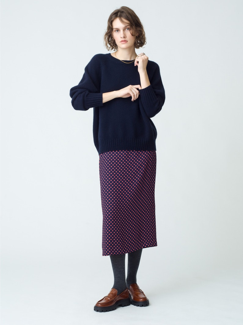 Dot Tight Gathered Skirt 詳細画像 navy 1