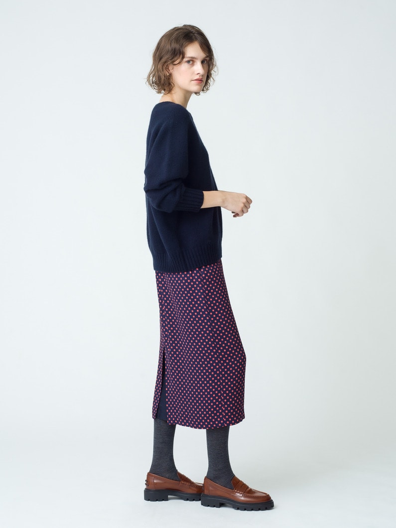 Dot Tight Gathered Skirt 詳細画像 navy 2