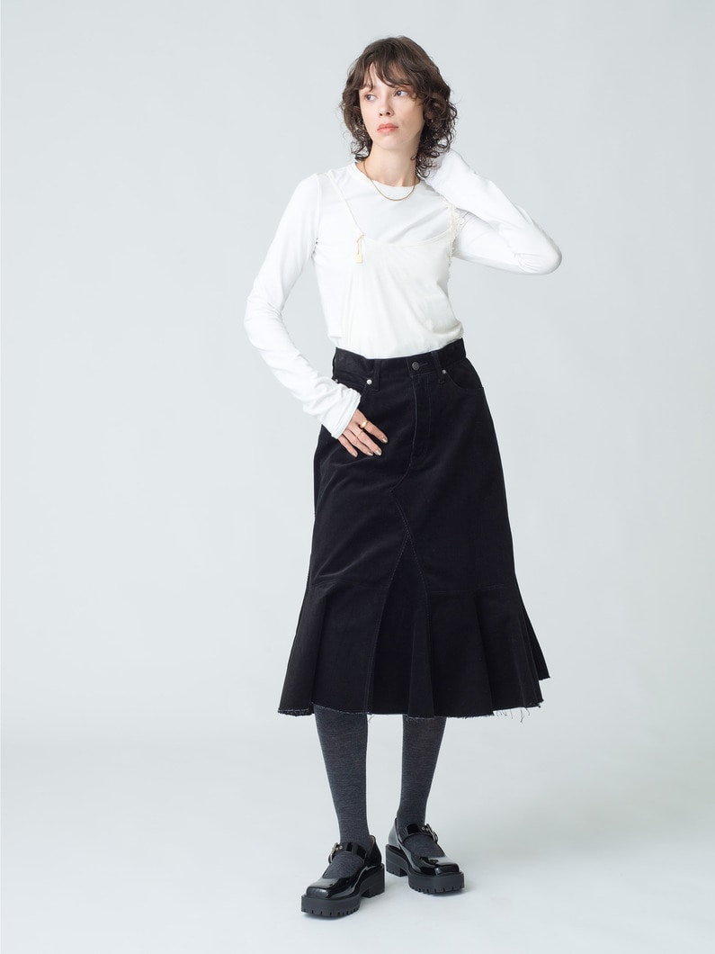 Corduroy Tiered Skirt 詳細画像 black