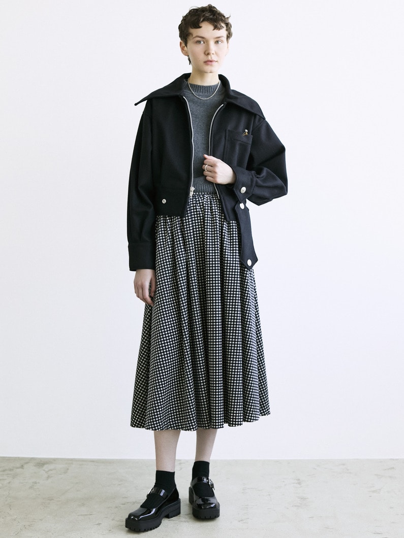 Checkerd Gather Skirt 詳細画像 black 1