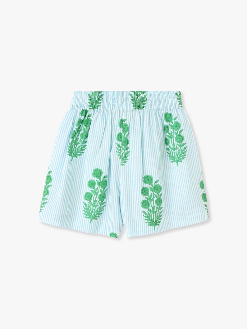 Poppy Stamp on Thin Striped Drawstring Shorts 詳細画像 blue 1