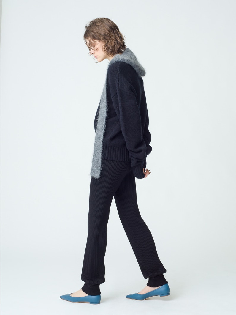 Wool Rib Knit Pants 詳細画像 black 2