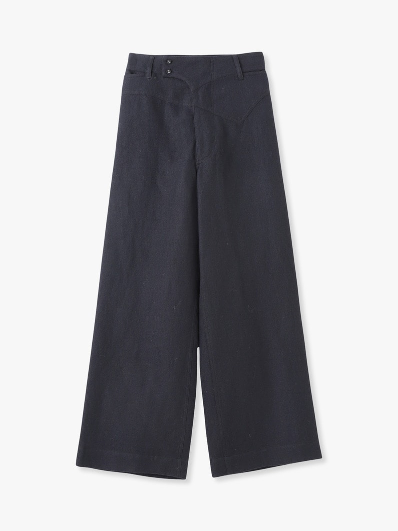 Wool Linen Wide Pants 詳細画像 navy 1