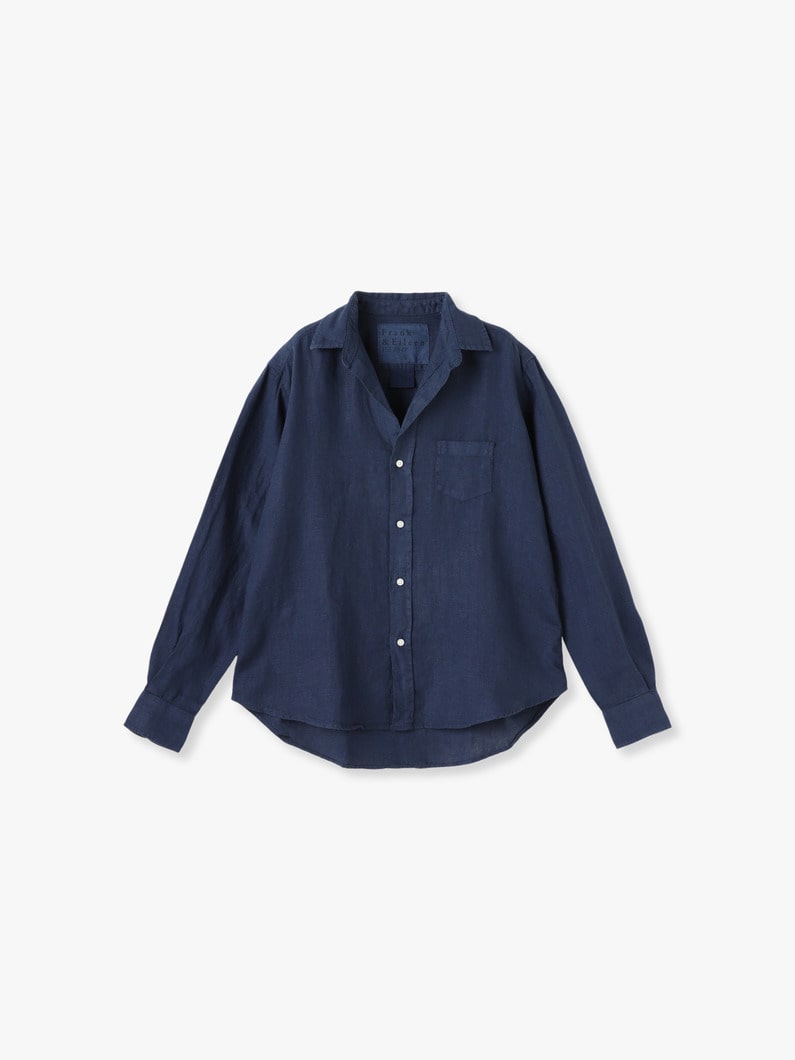 Eileen Italian Linen Shirt (light beige/navy/dark red) 詳細画像 navy 1