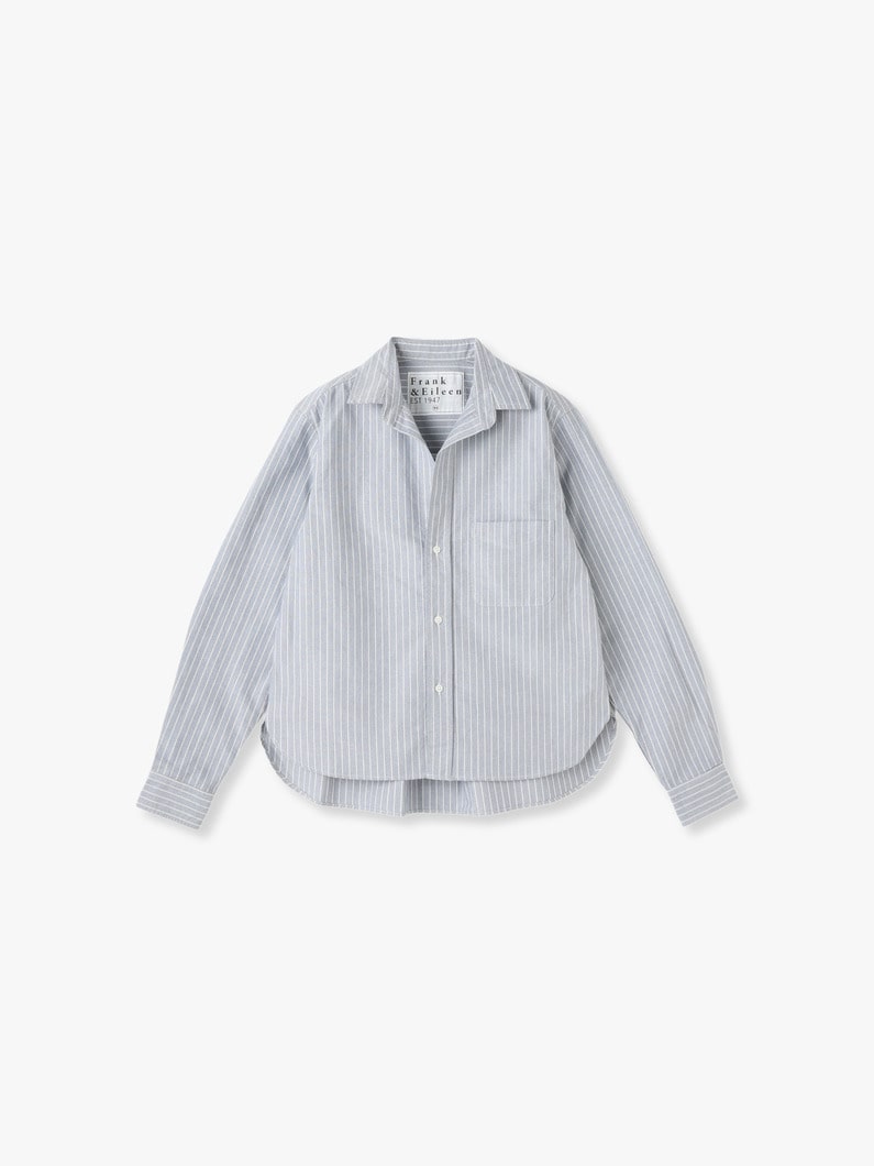 Silvio Striped Cotton Shirt (navy) 詳細画像 navy 1