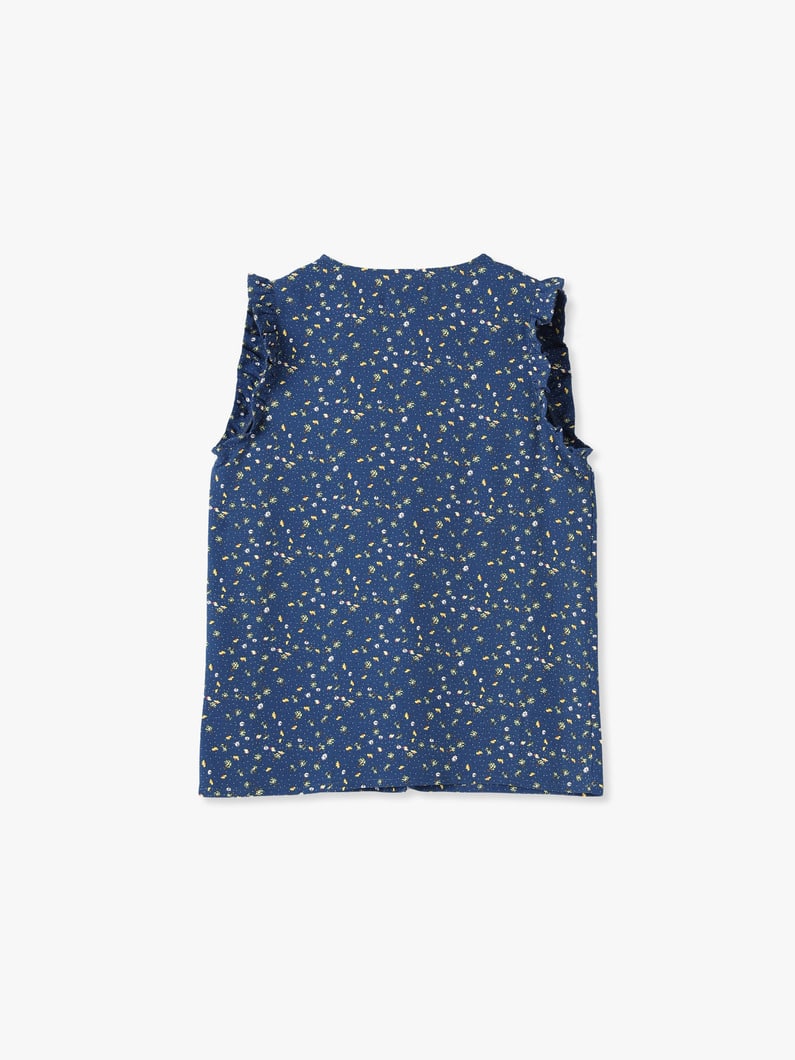 Flower Print Wing Sleeve Top 詳細画像 dark blue 1