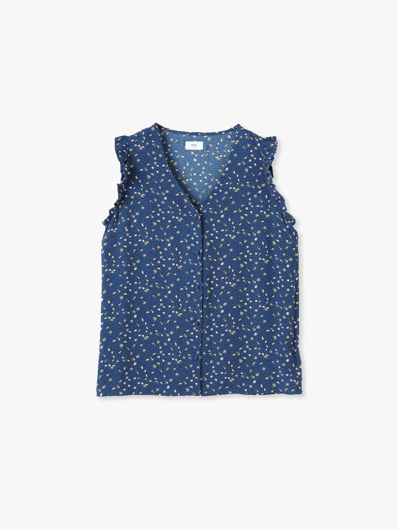 Flower Print Wing Sleeve Top 詳細画像 dark blue 2