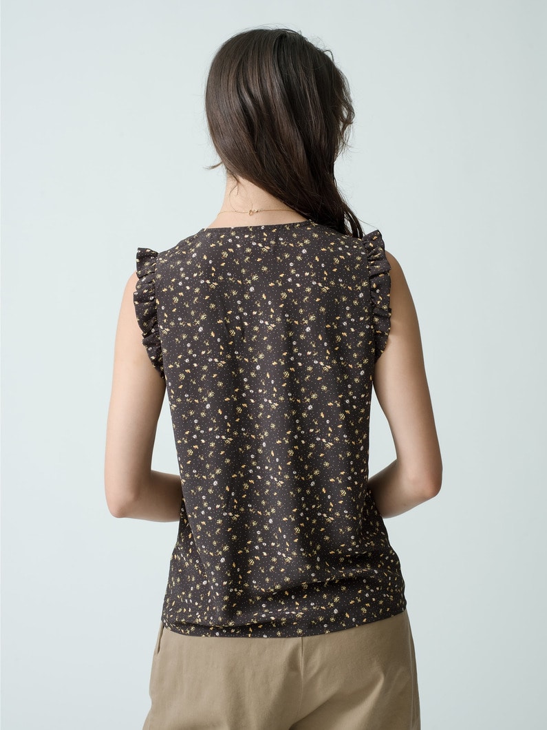 Flower Print Wing Sleeve Top 詳細画像 black 2