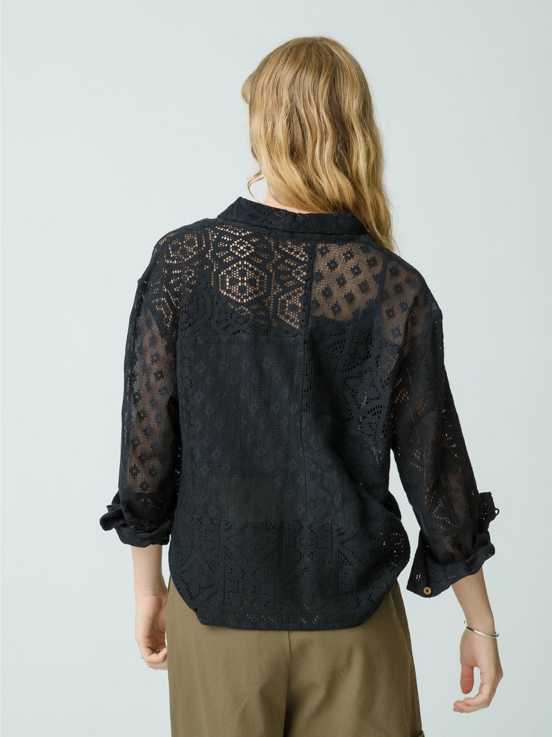 Patch Work Lace Shirt 詳細画像 charcoal gray 3