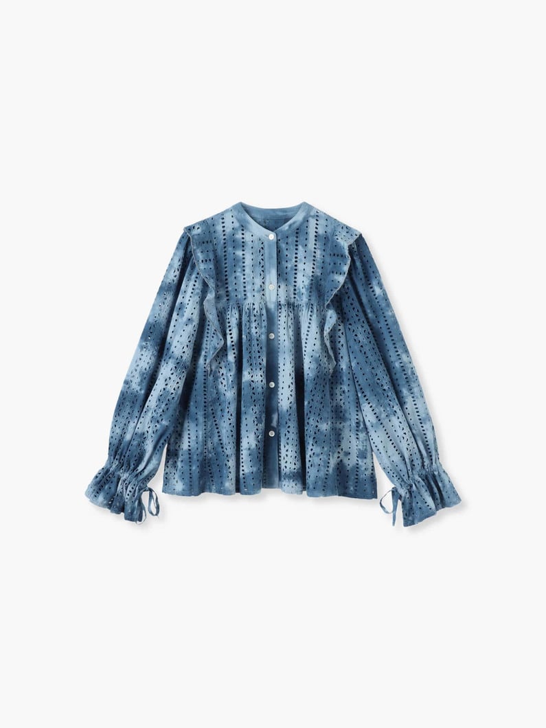 Cut Work Tie Dye Blouse 詳細画像 navy 3