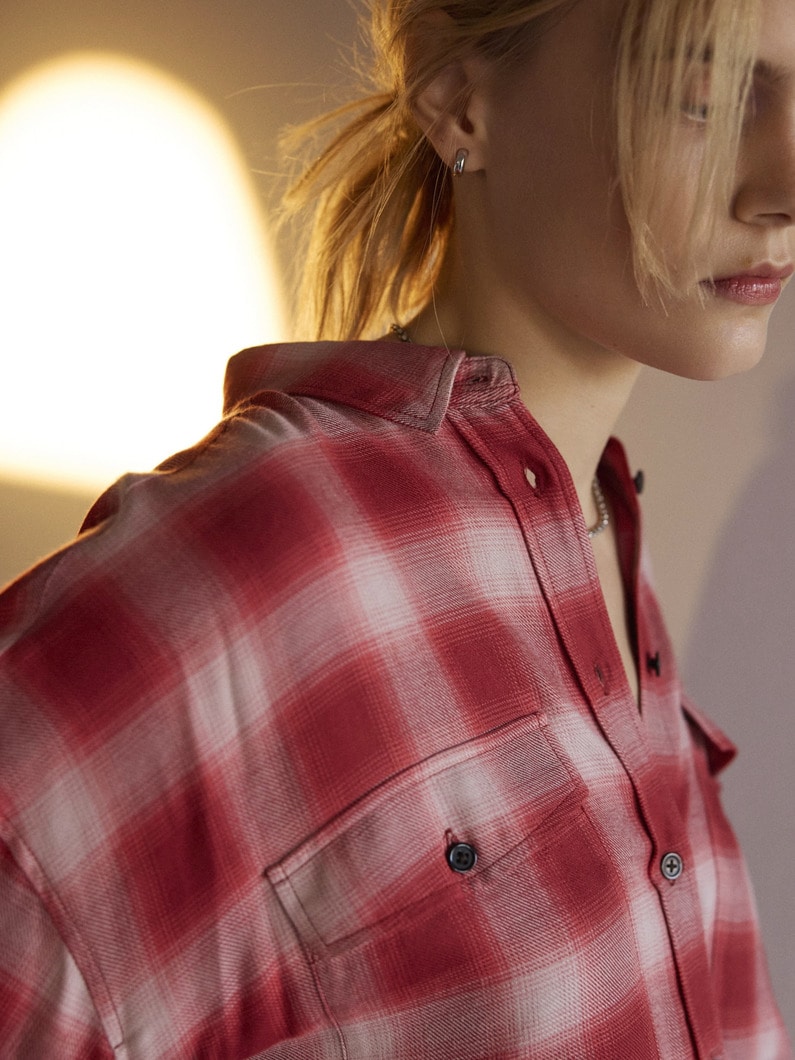 Ombre Checked Shirt 詳細画像 red 1