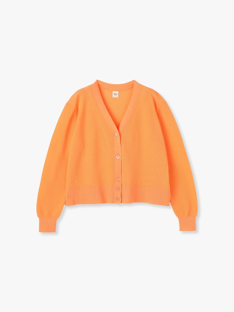 Cotton Nylon V Neck Knit Cardigan 詳細画像 orange 4