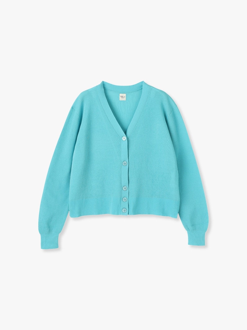 Cotton Nylon V Neck Knit Cardigan 詳細画像 turquoise 3