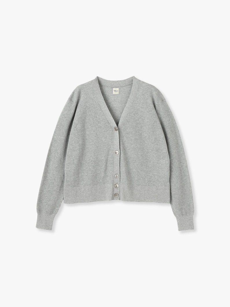 Cotton Nylon V Neck Knit Cardigan 詳細画像 top gray 2