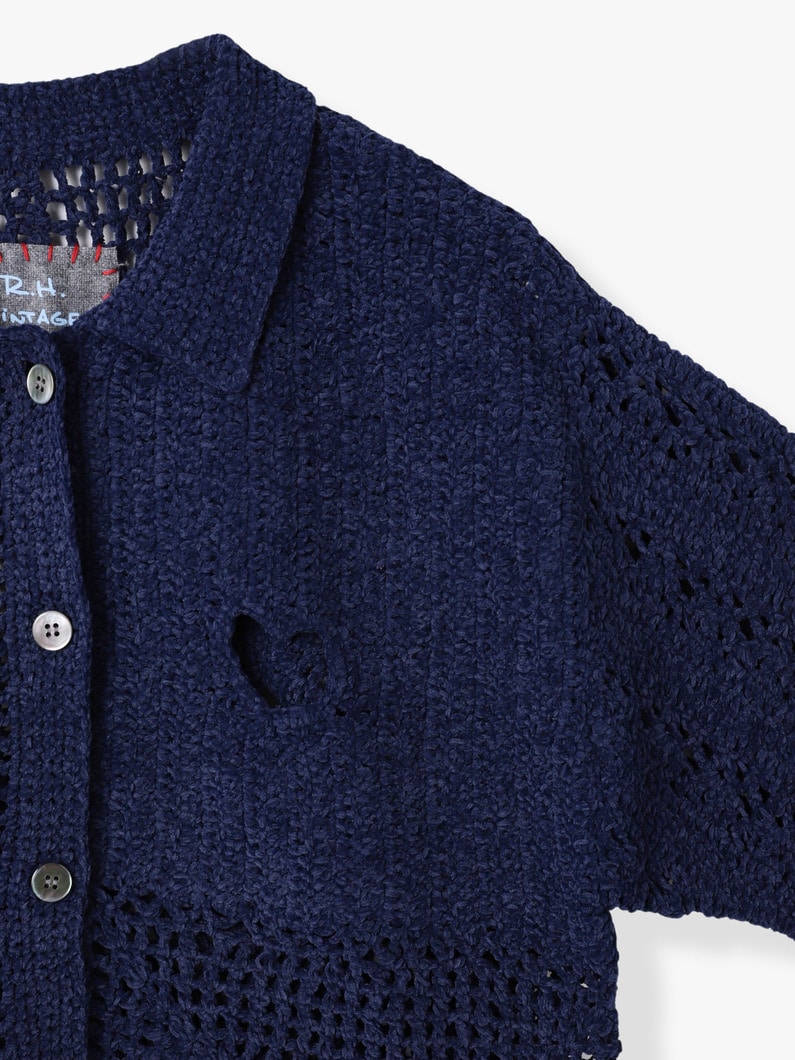 Crochet Cardigan 詳細画像 navy 2