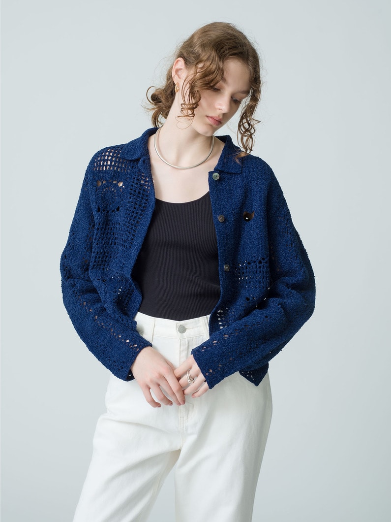 Crochet Cardigan 詳細画像 navy 1