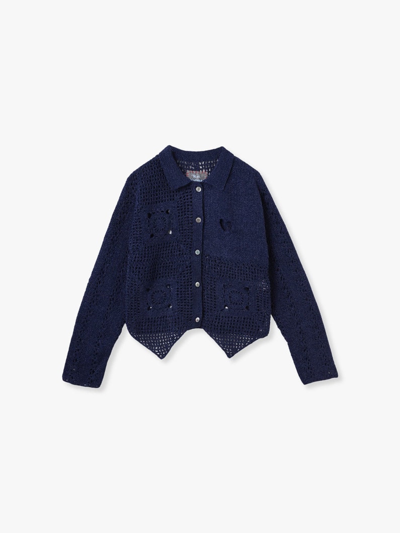 Crochet Cardigan 詳細画像 navy 3