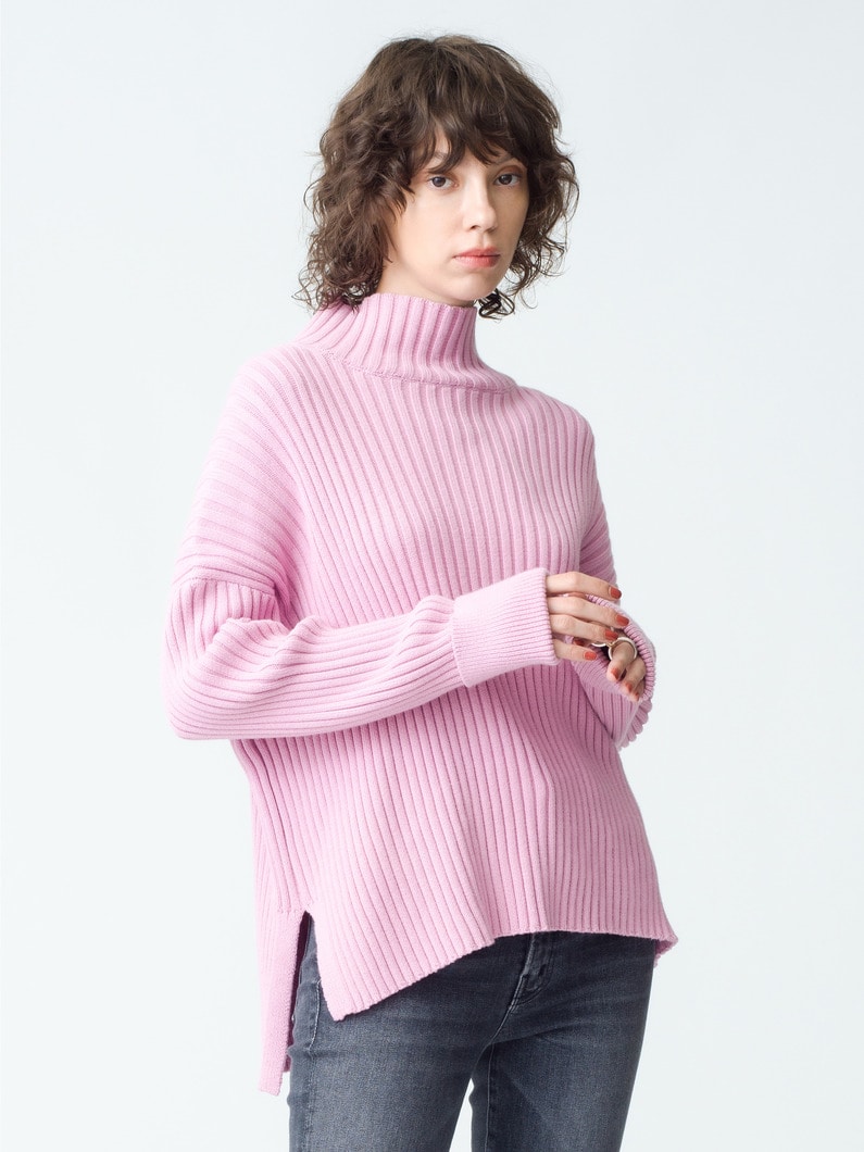 Air Cotton Rib Turtle Neck Pullover 詳細画像 pink 1