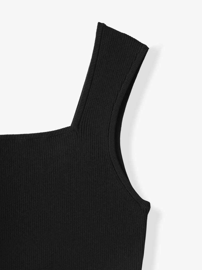 Square Neck Rib Tank Top 詳細画像 black 2