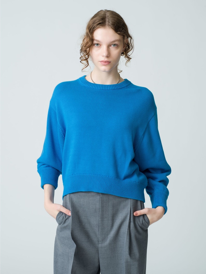 Brushed Cotton Crew Neck Pullover 詳細画像 blue 1