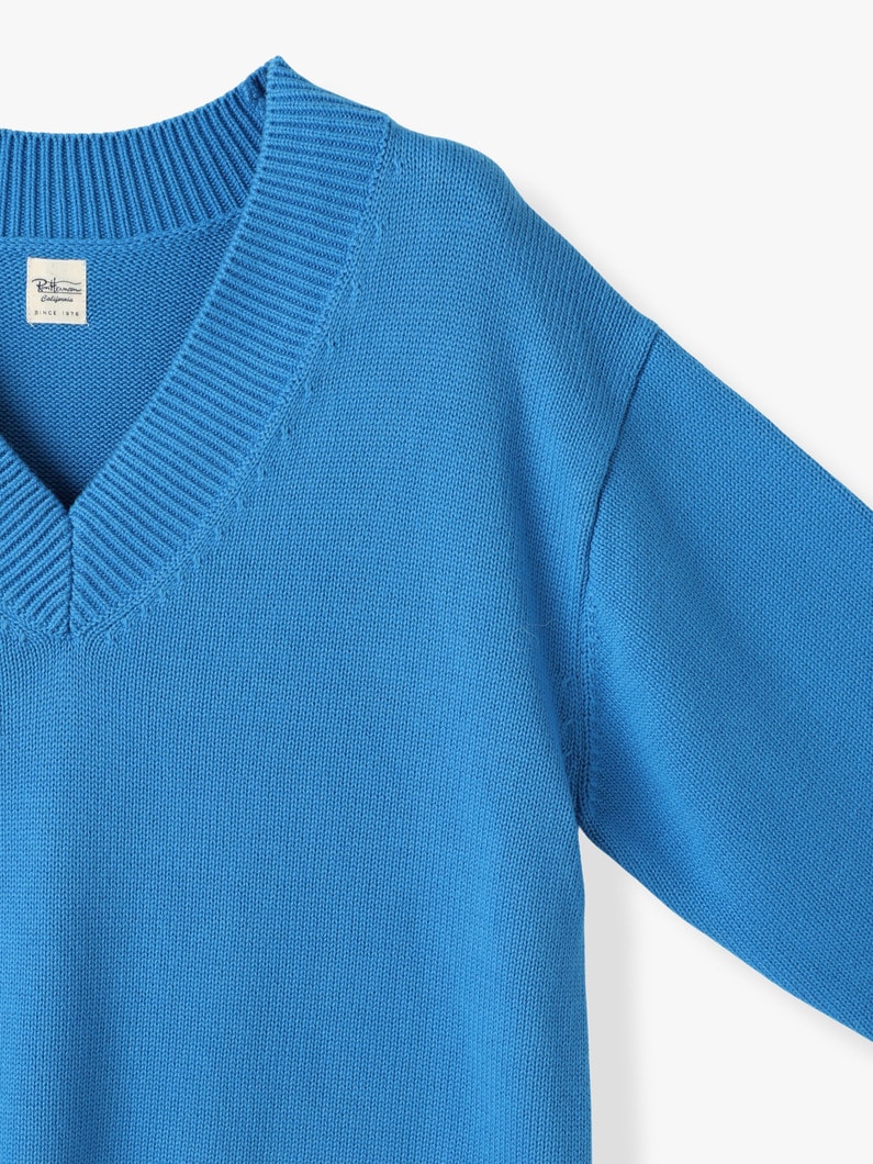 Brushed Cotton V Neck Pullover 詳細画像 blue 2