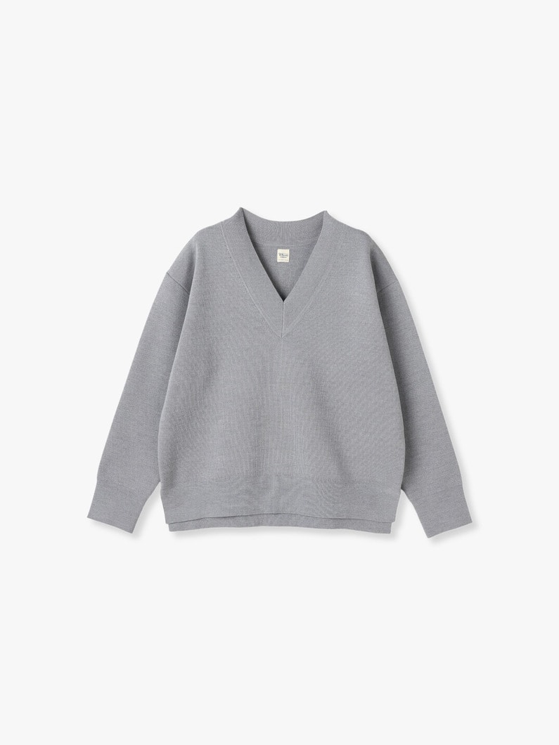 Wool Smooth V Neck Pullover 詳細画像 gray 4