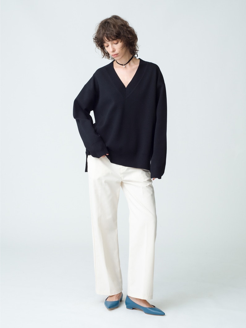 Wool Smooth V Neck Pullover 詳細画像 black 2