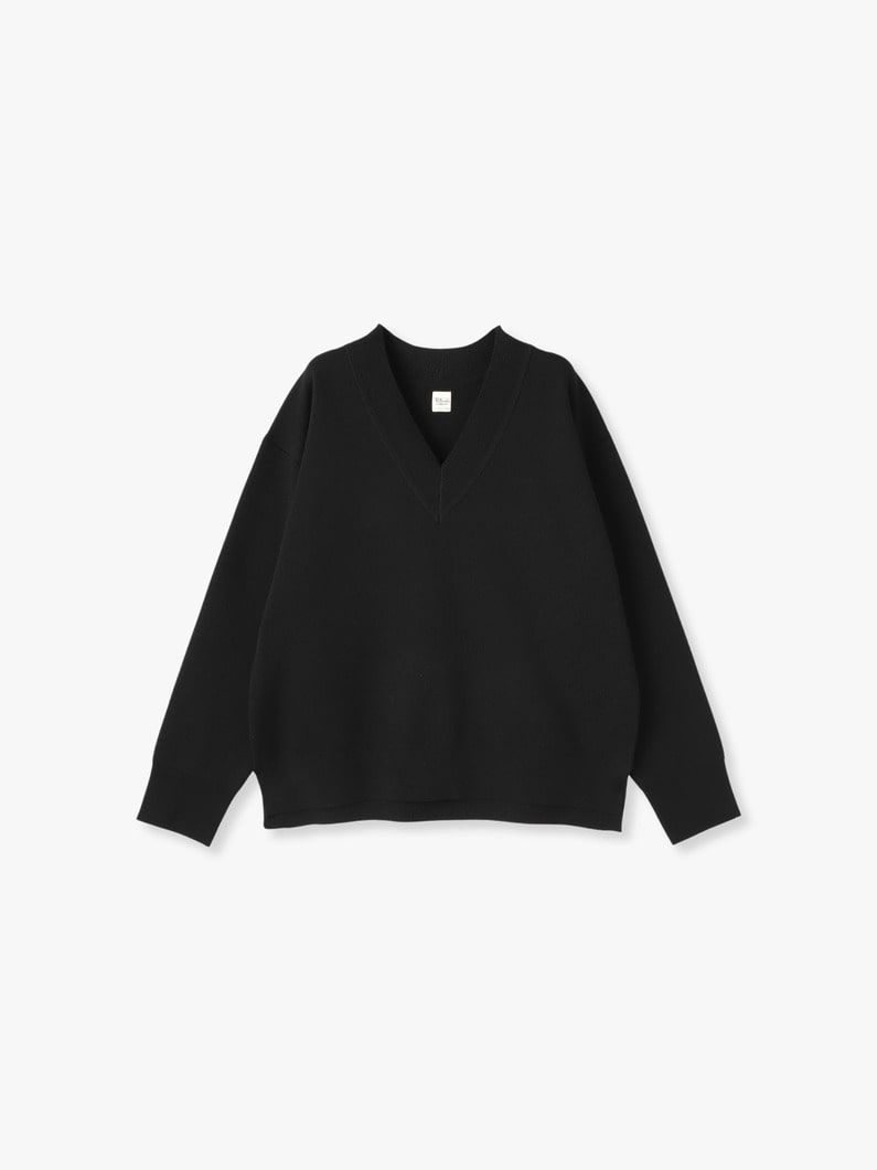 Wool Smooth V Neck Pullover 詳細画像 black 4