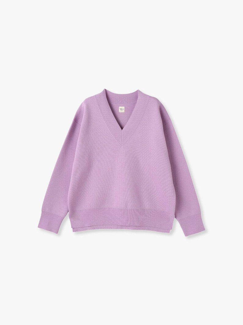 Wool Smooth V Neck Pullover 詳細画像 lavender