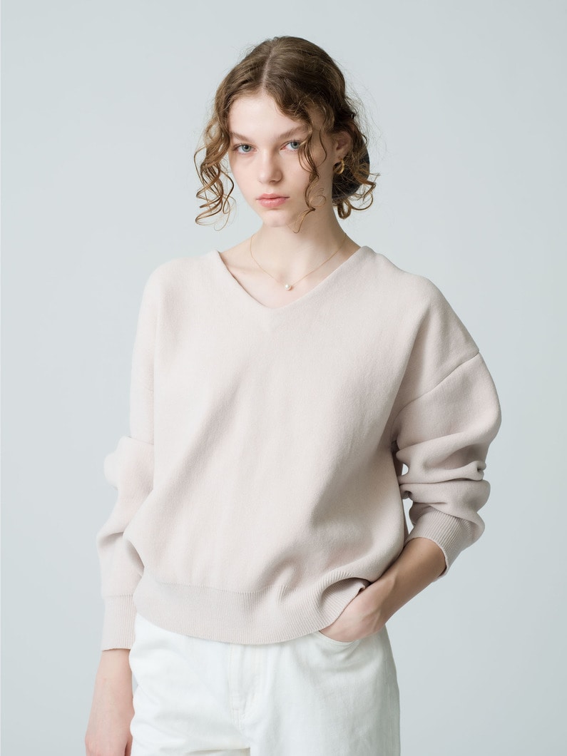 Fleece V Neck Knit Pullover 詳細画像 ivory 1