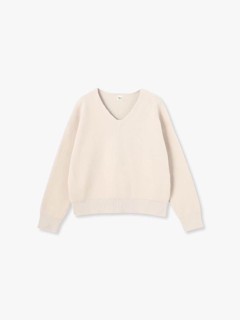 Fleece V Neck Knit Pullover 詳細画像 ivory 3