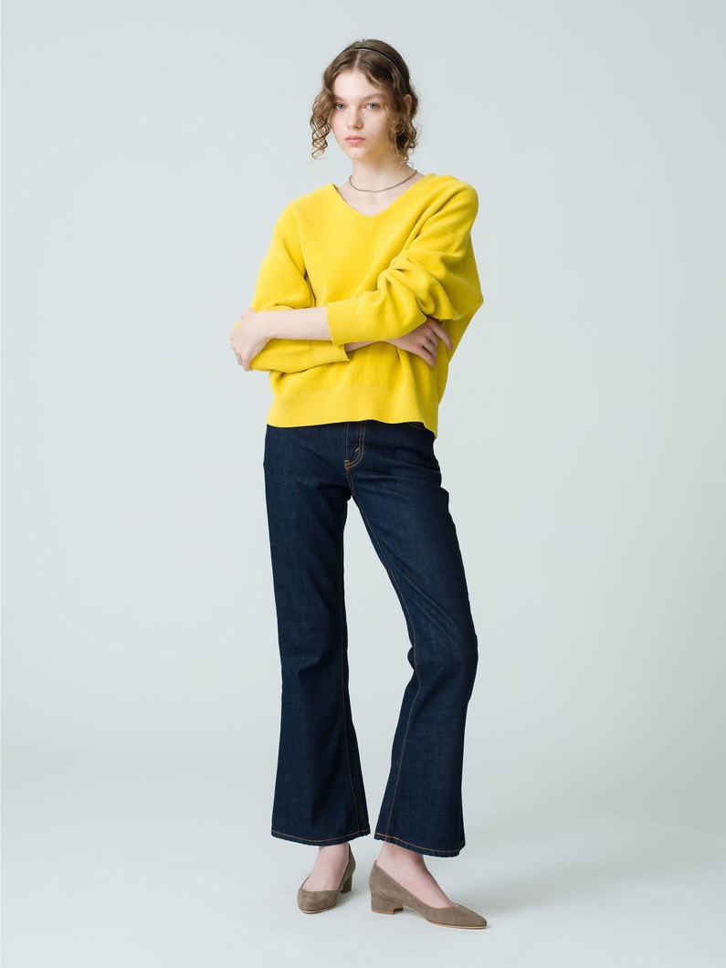 Fleece V Neck Knit Pullover 詳細画像 yellow 3