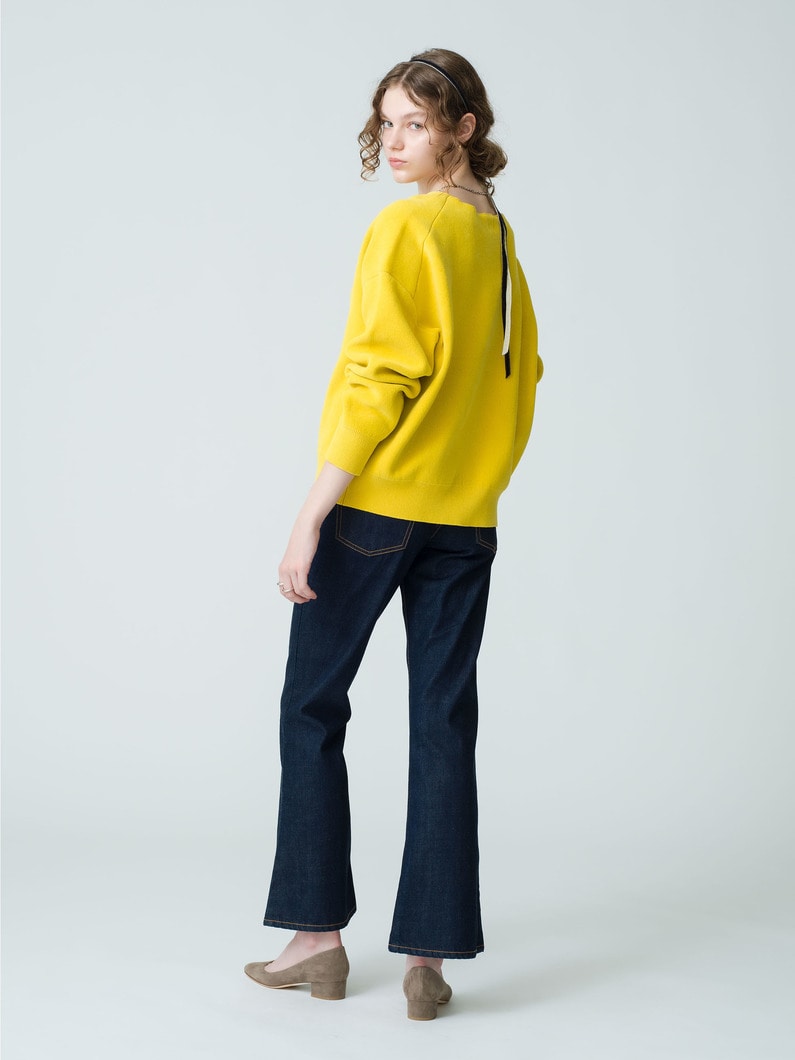 Fleece V Neck Knit Pullover 詳細画像 yellow 4