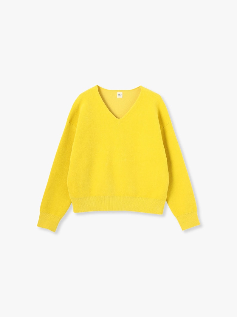 Fleece V Neck Knit Pullover 詳細画像 yellow 5