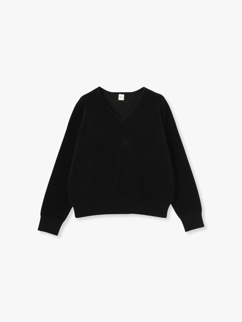 Fleece V Neck Knit Pullover 詳細画像 black 3