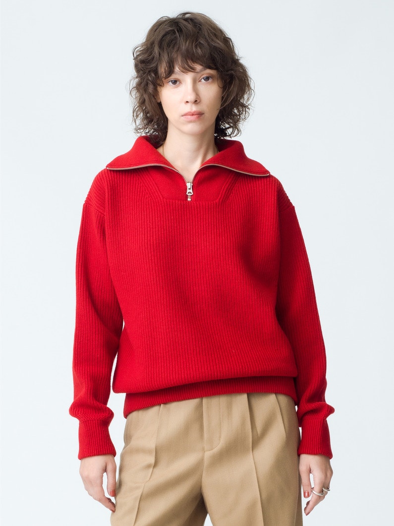 Half Zip Knit Pullover 詳細画像 red 1